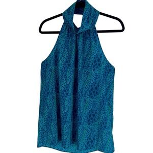 Tucker for Target Strapless Top Halter Neck Shirt Blouse Blue Green Womens XL‎